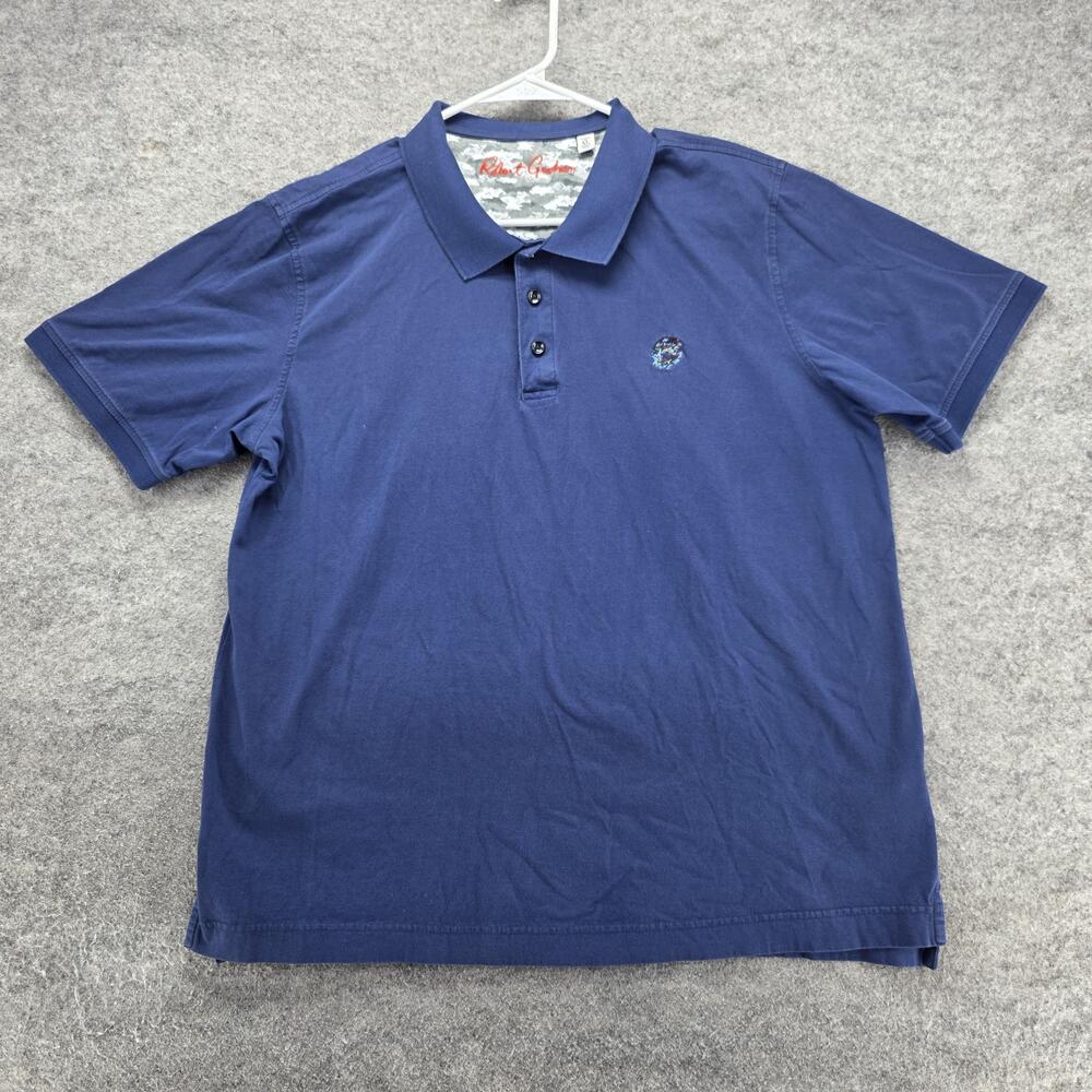 Robert Graham Polo Shirt Mens XL Blue Embroidered Skull Classic Cotton Collared